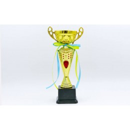 Кубок спортивный с ручками FLAME Y153B (металл, пластик, h-31см, b-16см, d чаши-16см, золото)