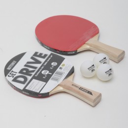 Набор для настольного тенниса 2 ракетки, 3 мяча BUTTERFLY 85102 DRIVE SET (древесина, резина)