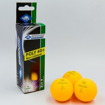 Набор мячей для настольного тенниса 3 штуки DONIC MT-608318 ELITE 1star (пластик, d-40мм, оранжевый)
