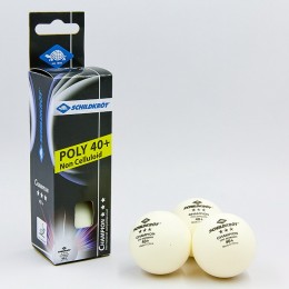 Набор мячей для настольного тенниса 3 штуки DONIC MT-608540 CHAMPION 3star (пластик, d-40мм, белый)