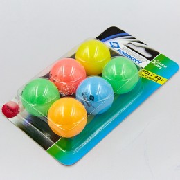Набор мячей для настольного тенниса 6 штук DONIC MT-649015 COLOR POPPS (ABS, d-40мм, цветной)