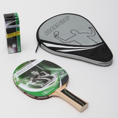 Набор для настольного тенниса 1 ракетка, 3 мяча с чехлом DONIC LEVEL 400 MT-788484 WALDNER (древесина, резина)