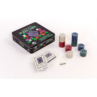 Покерный набор в металлической коробке-100 фишек IG-2033 (с номиналом,2 кол.карт)