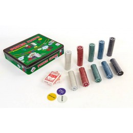 Покерный набор в металлической коробке-500 фишек IG-3006 (с номиналом,2кол.карт,полотно)