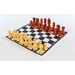 Шахматные фигуры деревянные с полотном для игр IG-3103-WOOD-SHAHM (дерево, h пешки-2,6см)