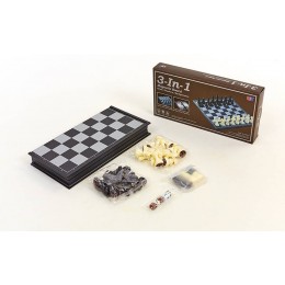Шахматы, шашки, нарды 3 в 1 дорожные пластиковые магнитные IG-38810 (р-р доски 25см x 25см)