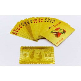 Игральные карты золотые IG-4566-G GOLD 100 DOLLAR (колода в 54 листа, толщина-0,28мм)