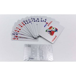 Игральные карты серебряные IG-4567-S SILVER 500 EURO (колода в 54 листа, толщина-0,28мм)