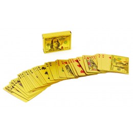 Игральные карты золотые IG-4568 GOLD 100 DOLLAR (колода в 54 листа, толщина-0,28мм)
