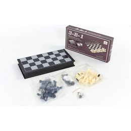 Шахматы, шашки, нарды 3 в 1 дорожные пластиковые магнитные SC58810 (р-р доски 32см x 32см)