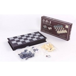 Шахматы, шашки, нарды 3 в 1 дорожные пластиковые магнитные SC9800 (р-р доски 47см x 47см)