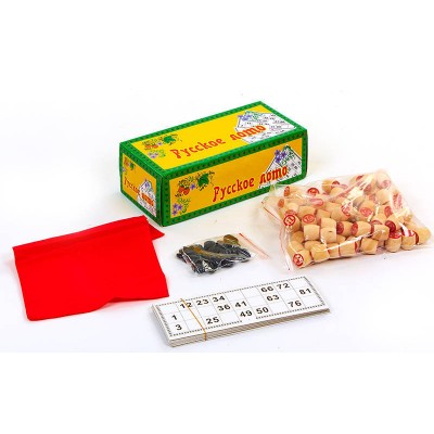 Лото настольная игра в цветной картонной коробке W9098 (90 дер.боч.,48 карт,40 фиш, р-р 25x12x8,5см)