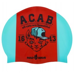 Шапочка для плавания MadWave A.C.A.B. M055823000W бирюзовый-оранжевый