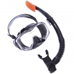 Набор для плавания маска c трубкой Zelart M307-SN124-SIL черный-оранжевый