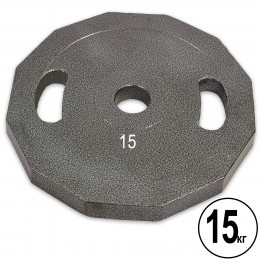 Блины (диски) стальные с хватом окрашенные d-52мм UR Newt NT-5221-15 15кг (сталь окрашенная, серый)