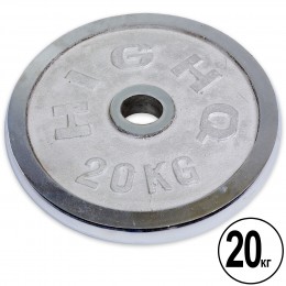 Блины (диски) хромированные d-52мм HIGHQ SPORT ТА-1458 20кг (металл хромированный)