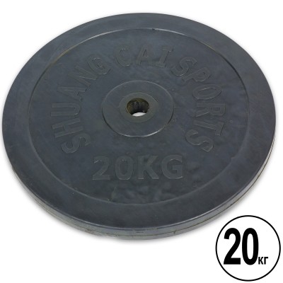 Блины (диски) обрезиненные d-30мм Shuang Cai Sports ТА-2188 20кг (металл, резина, черный)