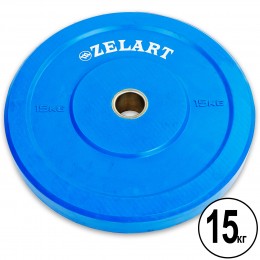 Бамперные диски для кроссфита Bumper Plates резиновые d-51мм Zelart Z-TOP ТА-5125-15 15кг (синий)