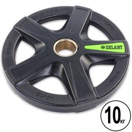 Блины (диски) полиуретановые 5 отверстий с металлической втулкой d-51мм Zelart TA-5335-10 10кг (черный)