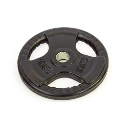 Блины (диски) обрезиненные с тройным хватом и металлической втулкой d-52мм Record TA-8122-10 10кг (черный)