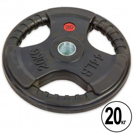 Блины (диски) обрезиненные с тройным хватом и металлической втулкой d-52мм Record TA-8122-20 20кг (черный)