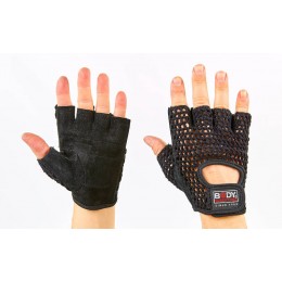Перчатки спортивные многоцелевые с сеткой BODY SCULPTURE BW-83N-BP (кожа, откр.пальцы, р-р M-XL, черный)